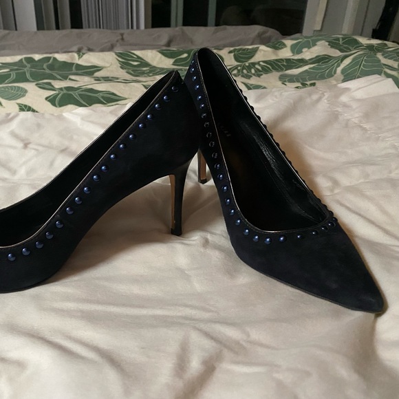 Coach Dark Blue Suede Heels - Picture 3 of 4
